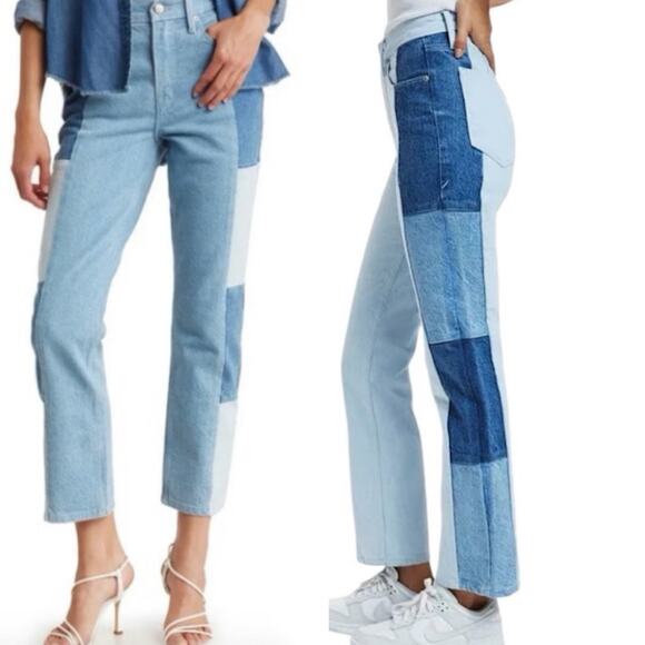 Good American Good Icon Patchwork Ankle Jeans Style G1062T Women's Size 10/30 - Picture 1 of 7